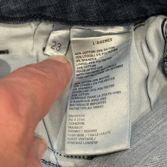 L'Agence Jeans Womens 23 Blue Margot High Rise Skinny Stretch  Denim USA‎ NWT - Picture 6 of 14